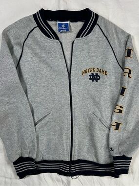 Vintage Champion Notre Dame Fighting Irish Zip Up Sweatshirt Jacket Small